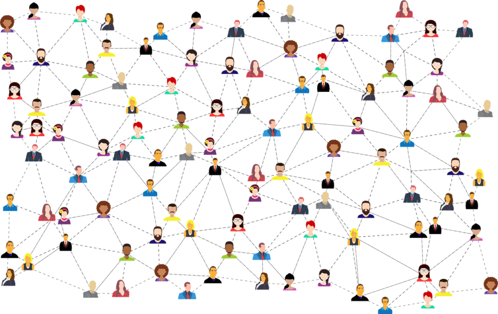A visual of avatars being connected via web