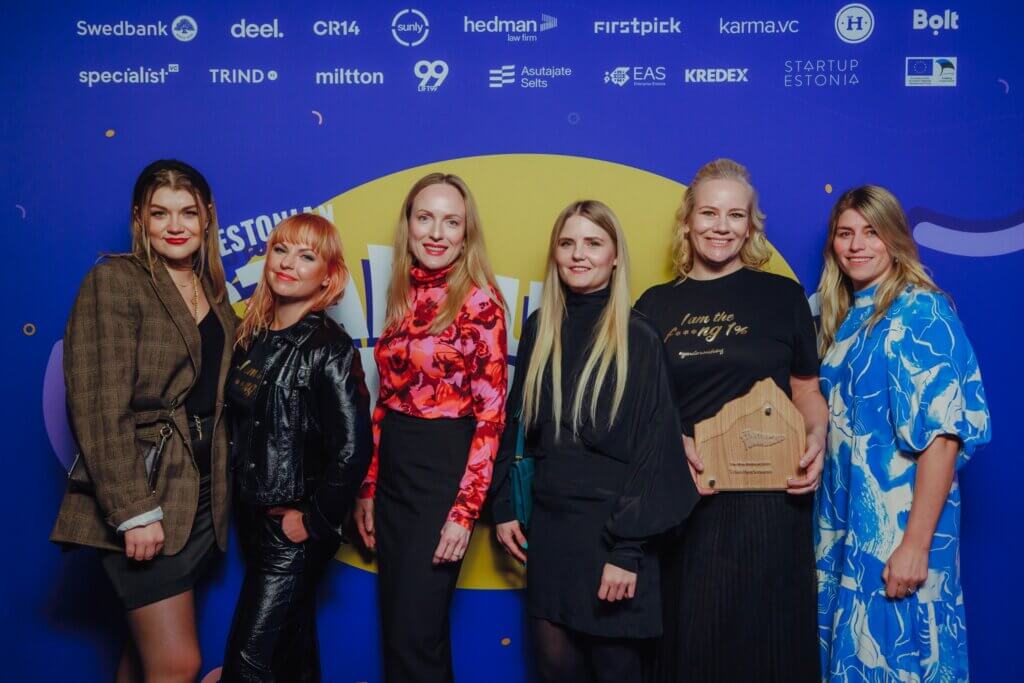 Merlin and some female founders at the Estonian Startup Awards
